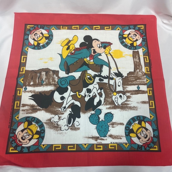 Disney Other - Vintage Disney Mickey Mouse Bandana Scarf Cowboy by J.A. Woronowicz USA
